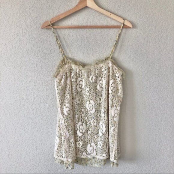 Daytrip Floral Crochet Overlay Tank Top L - Picture 3 of 7